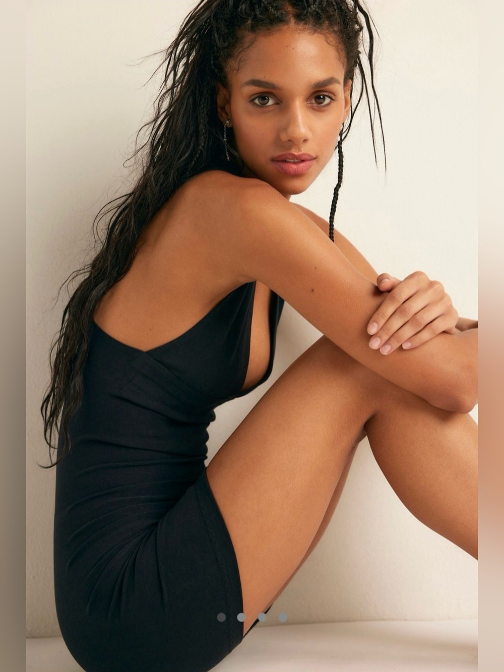 Free People Pearl Cotton Plunge Mini Skip Dress